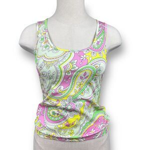 Julie Brown NY Tank Top Sleeveless Knit Dream Machine Retro Paisley Small NWT
